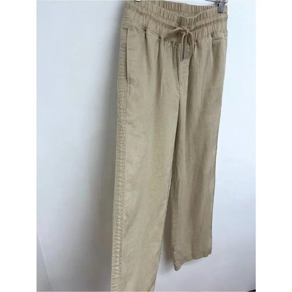 Quince 100% European Linen Elastic Waist Drawstring Wide Leg Coastal Pants XS